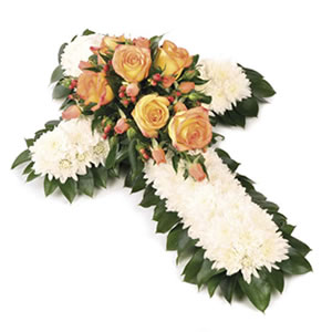 floral massed cross funeral flowers Sheffield