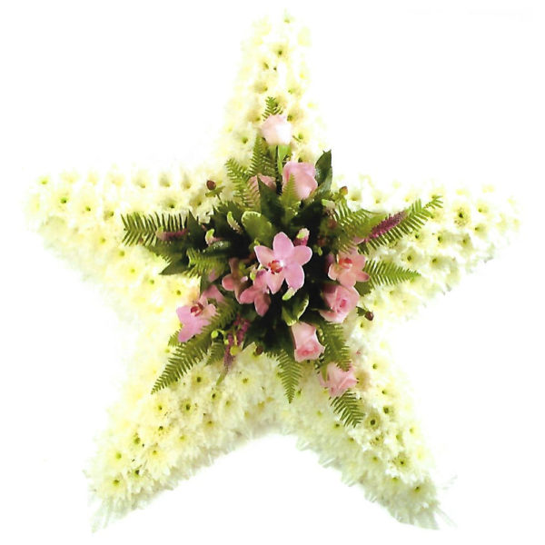 funeral flowers Sheffield Pink and White Star