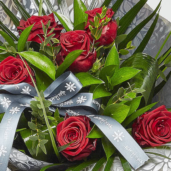 red rose bouquet from sheffield florist katie peckett