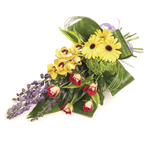 modern tied floral sheaf Sheffield funeral flowers