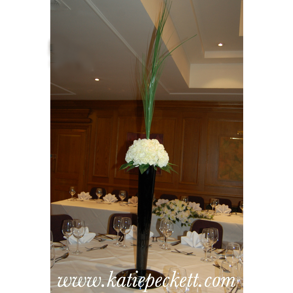 tall black centrepiece hydrangea wedding flowers Sheffield
