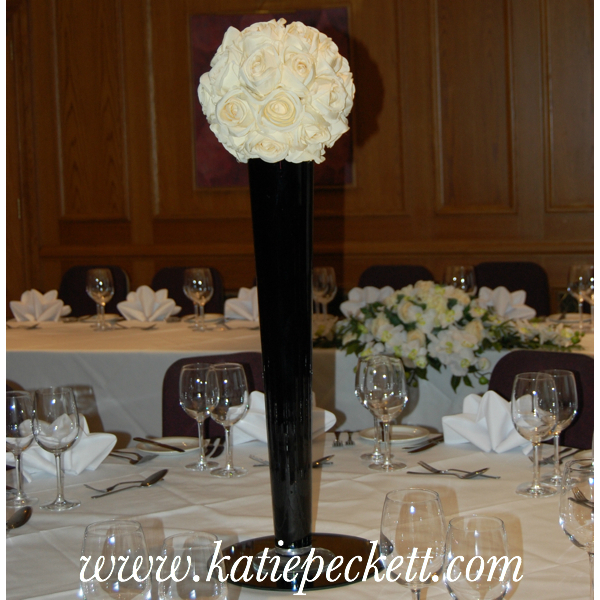 tall black centrepiece rose ball wedding flowers Sheffield