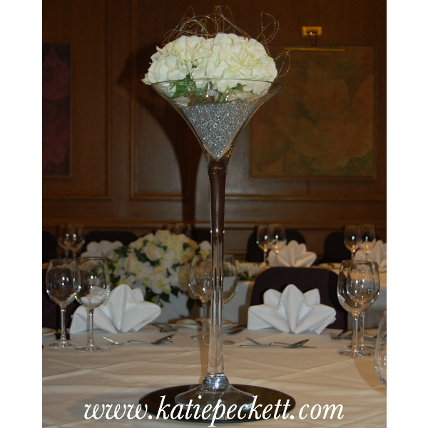 tall martini vase hydrangea centrepiece wedding flowers Sheffield