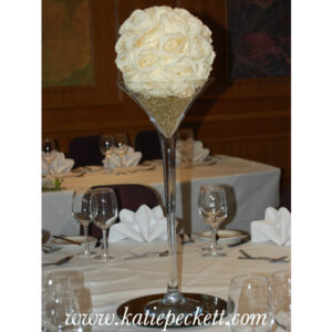 tall martini vase roses centrepiece wedding flowers Sheffield